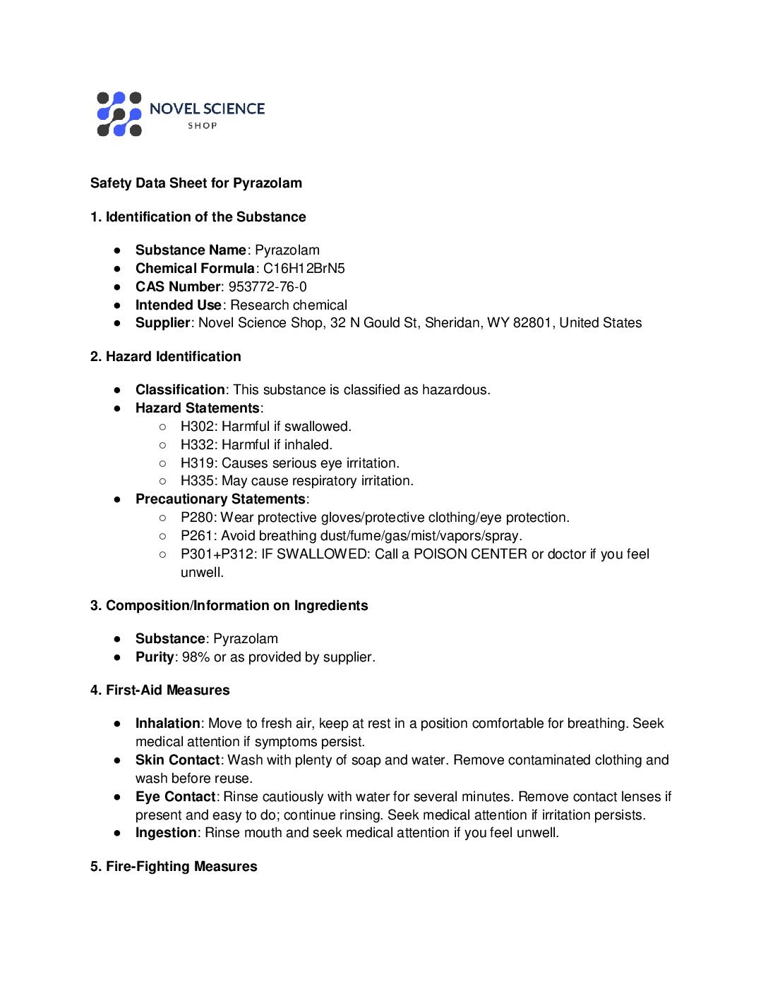 SDS-Pyraz-pdf.jpg Pyrazolam – 2mg/ml - Image 3